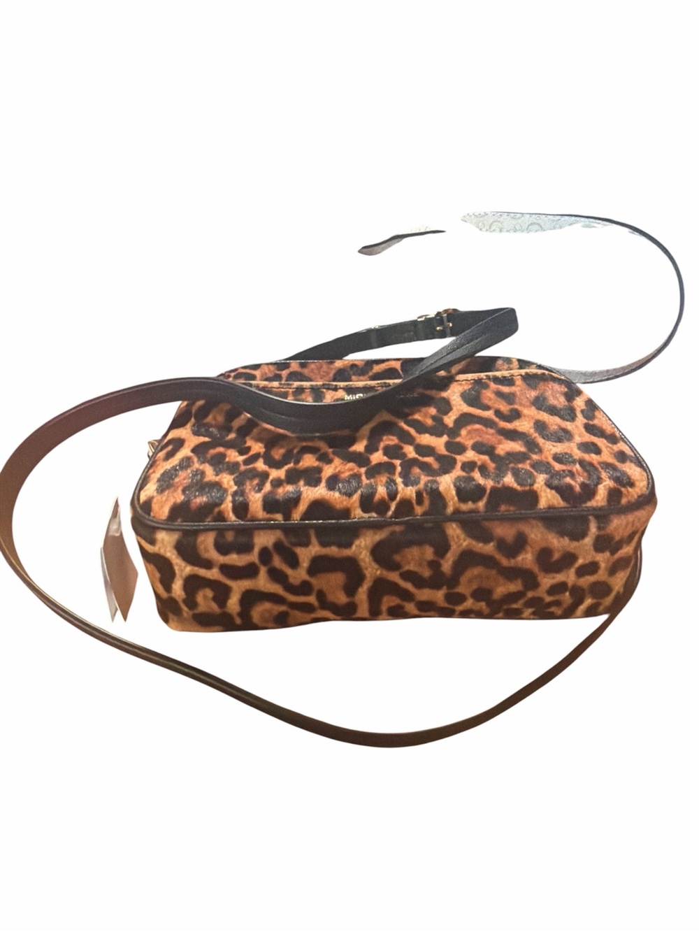 Michael Kors Jet Set Small Leopard Calf Hair Leather Camera Crossbody Bag Brown - Picture 6 of 8